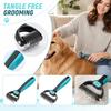 Pet Dematting Comb Double Side Grooming Tool Stainless Steel Blades Adjustable Length Handle for Tangle Removal and Shedding Control