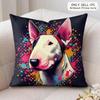 Cartoon Bull Terrier Series Cushion Cover Silky Short Plush Invisible Zipper Dustproof Sofa Pillow Case For Home Decor