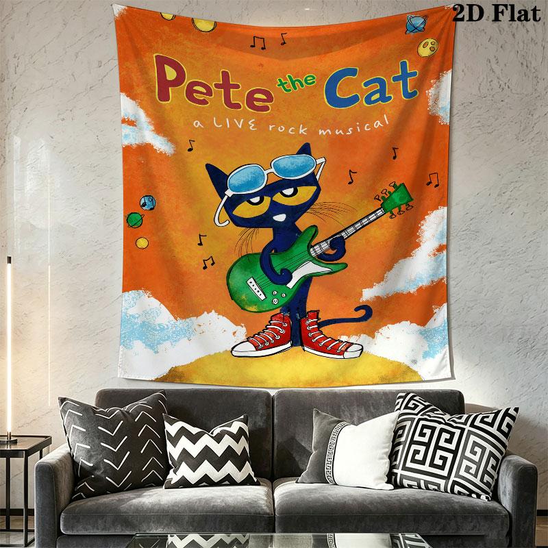 Pete Cat Magic Wall Hanging Printed Fabric Blanket Decorative Tapestries for Bedroom Living Room Home Decor
