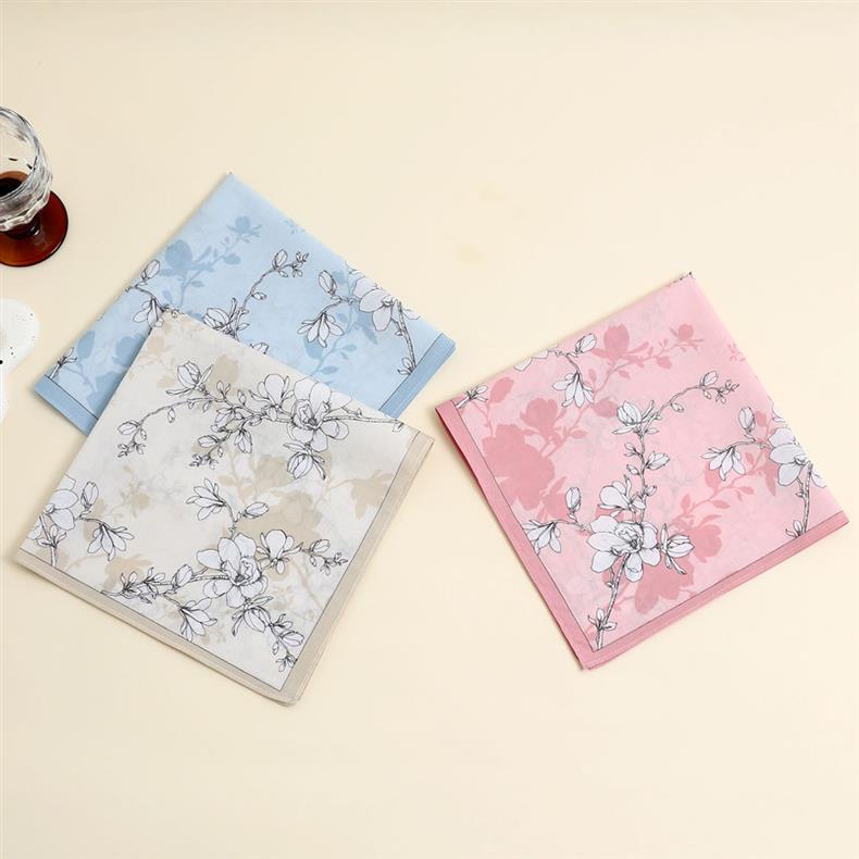 

Handkerchief Pure Cotton Cotton Printed Large Size Ultra-Thin Soft Sweat-Absorbing Square Scarf Wedding Supplies Gift 43*43Cm