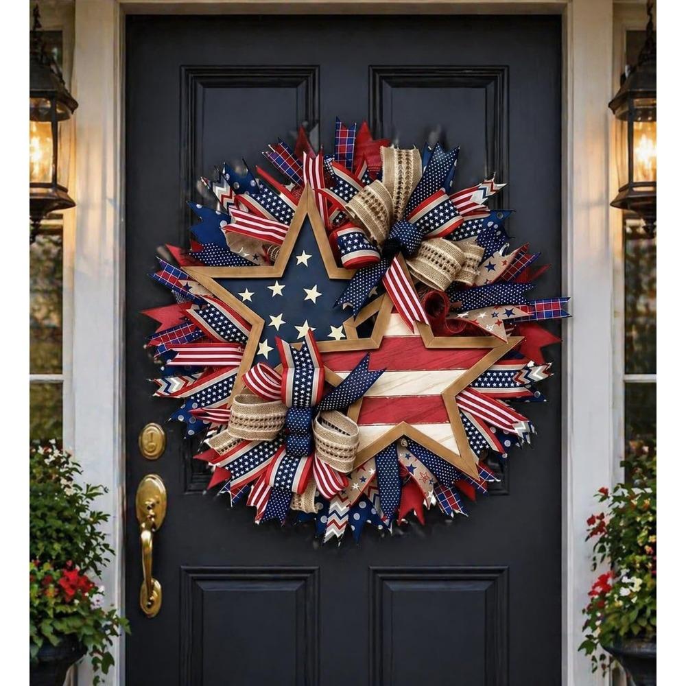 250th Anniversary Patriotic Wreath, 3D Eagle Commemorative Wreath, Patriotic Door Knob, Red, White and Blue Wreath