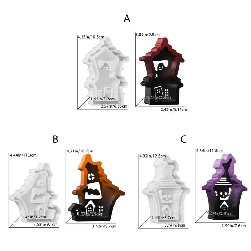 Food Safe Heat Resistant Silicone Craft Mould Create Hollow House Candle Holders Halloween Decoration