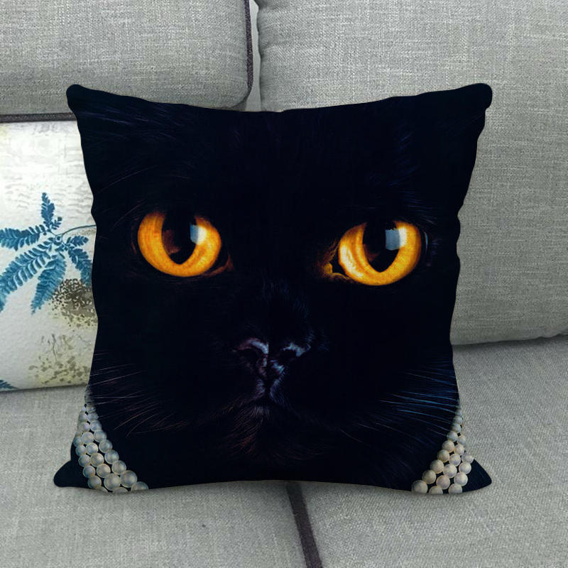 Fashionable cats and cute pet animals Digital printing short plush pillow covers for car sofa office cushion cover home goods
