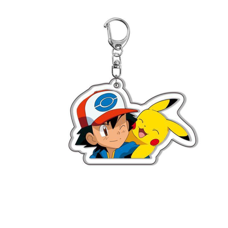 Pokemon Kawaii Acrylic Keychain Elfin Figure Pikachu Bulbasaur Psyduck Squirtle Gengar Meowth Cute Pendant Dolls Boys Gifts