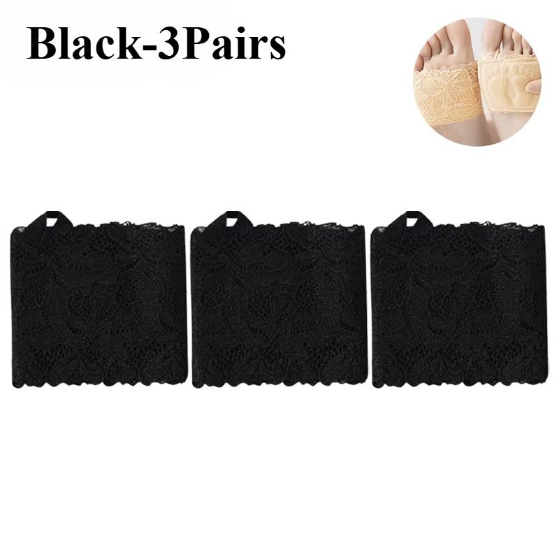 Invisible Sandals for Women Lace Half Length Socks Non Slip Cotton Sole Forefoot Pads Sports Comfort Insoles Barefoot Ready