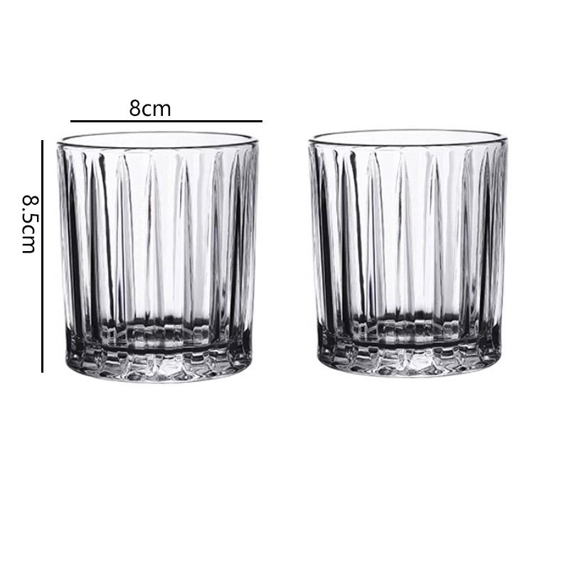 

2pcs Set Coffee Cups Transparent Striped Glass Cup Household Juice Cup Whiskey Cocktail Drinkware Wedding Gifts Drinking Glasses 285ml