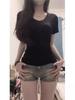 Women's Slimming Waist-Cinched V-Neck Cotton T-Shirt, Summer 2026 Design