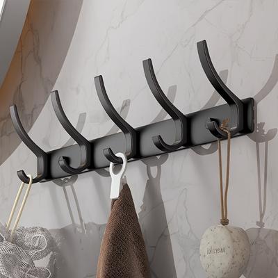Chic Wall-Mounted Coat Hook - Rustproof Aluminum, 3/4/5/6/7/8 Hooks for Bedroom Clothes & Hats, Easy Organization & Stylish Room Decor