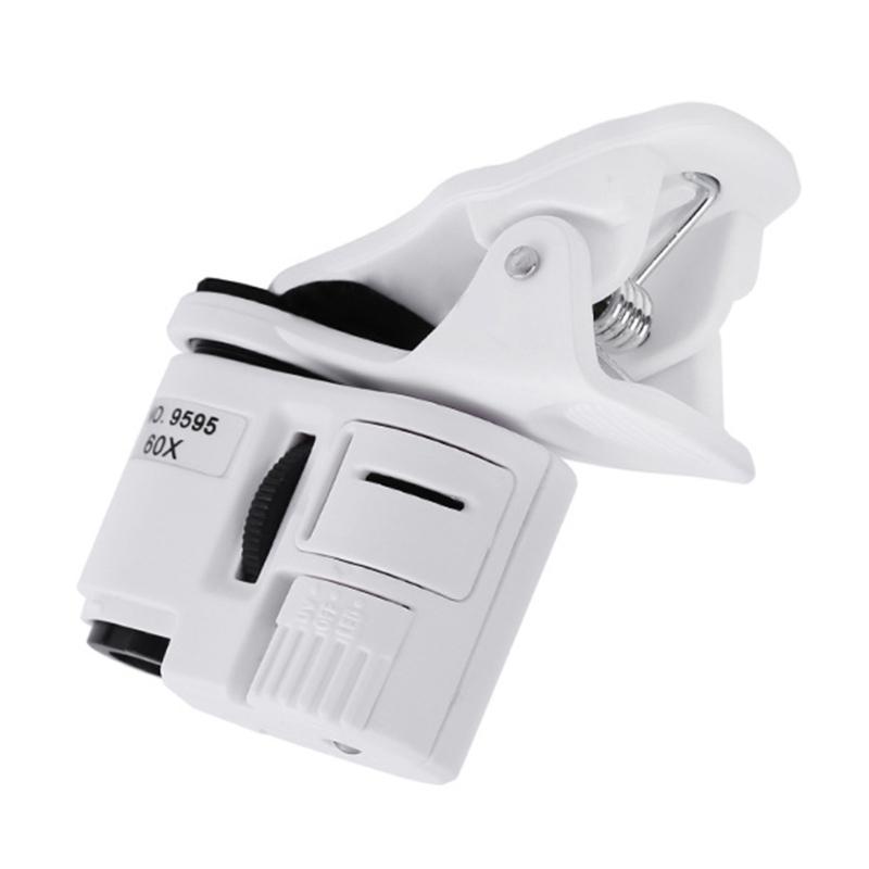 Pocket Mobile Phone Microscope 60X-Zoom LED Clip Loupe Microscope with UV Currency Detector Jewelry & Antique Evaluating