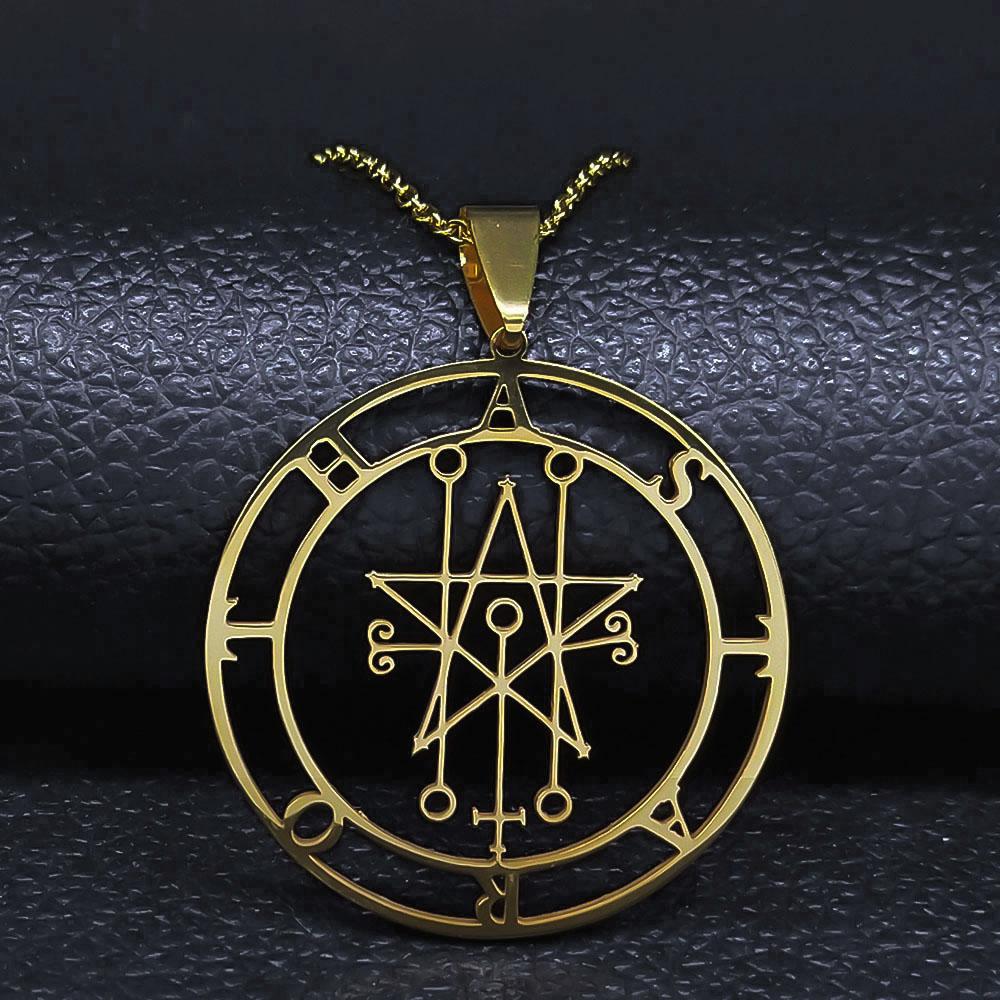 Astaroth Sigil Goetia Stainless Steel Necklace Solomon Demon Seal Satan Sigil satanique patch PIN Jewelry collier femme N7156S03