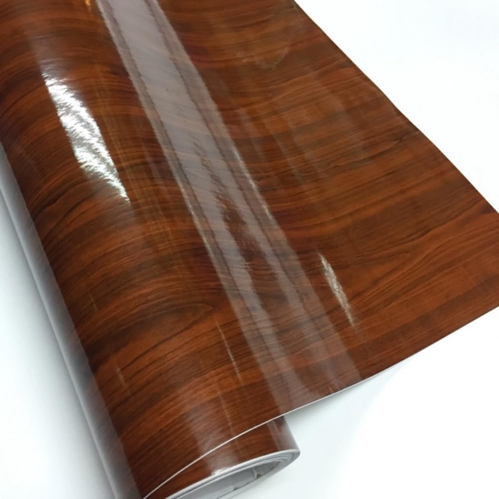 Wood Grain Vinyl Wrap Sticker Decal Car Internal Wraps Self Adhesive DIY Film, Waterproof Wrap Roll Without Bubble, 100x 40cm/39.4x15.7in (Brown-Wood