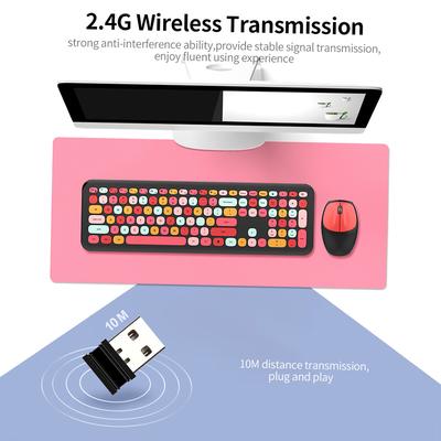 Mofii 666 Keyboard Mouse Combo Wireless 2.4G Mixed Color 110 Key Keyboard Mouse Set with Round Punk