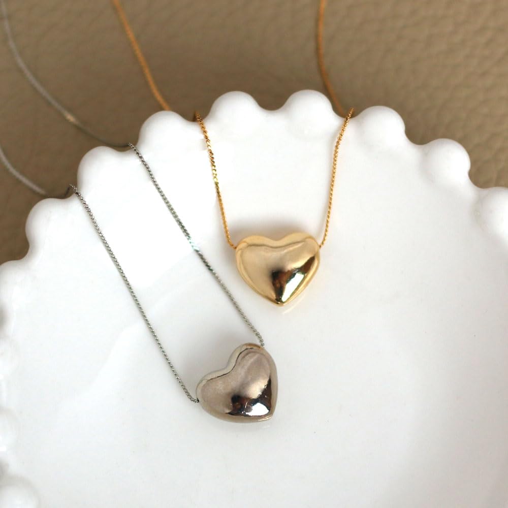 [MELODY] [Melody Accessories] Necklace, Made In Japan, K18GP Metal Heart Pendant Jewelry, Mirror Ball (Gold Color)