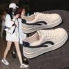 Leather White Shoes Women's Thick Baseplate Shoes 2025 Summer New Light Breathable Comfortable Sports Leisure Sports Board Shoes