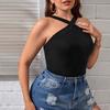 European and American plus-size women's ins, sexy camisole vest, summer new slim short halter top