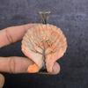 Orange Sea Shell Gemstone Handmade Copper Wire Wrap Jewelry Pendant 3.07" K9h25