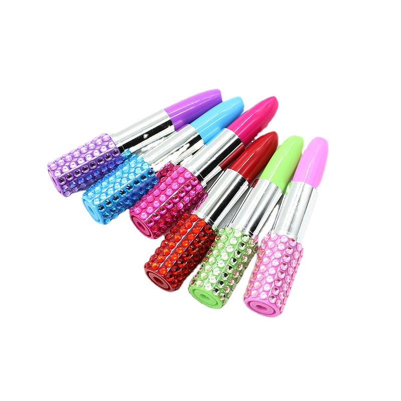 Korean-Style Rhinestone Lipstick Ballpoint Pen & Lip Balm Gift