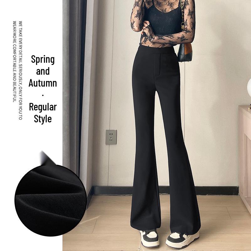 

Tall Women s High-Waisted Black Flared Trousers with Fleece Lining – Winter 2025 Collection S [Weight: 80-98 pounds]