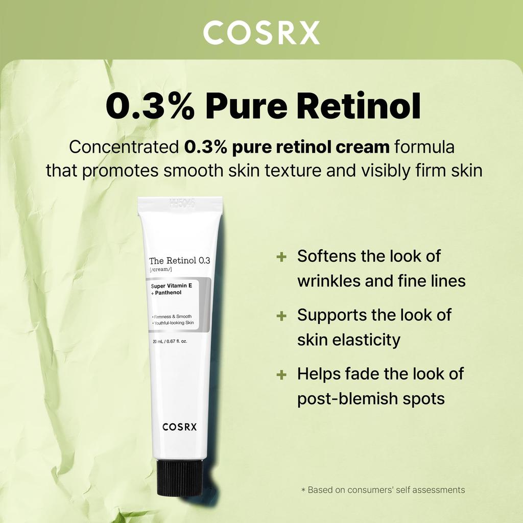 COSRX NEW Retinol Cream Retinol Cream with Vitamin Hyaluronic and Pure Authentic Retinol for Sensitive COSRX Korean Korean Cosmetics 0.3 20ml, E,