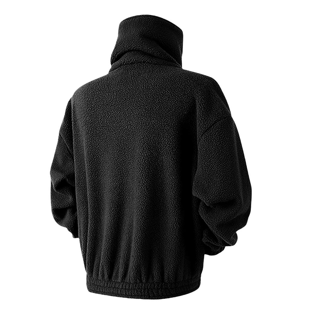 Men's Casual, Trendy, Retro Solid Color Half-pull Long-sleeved High-neck Top, Men's Thickened Warm Lambskin Sweatshirt