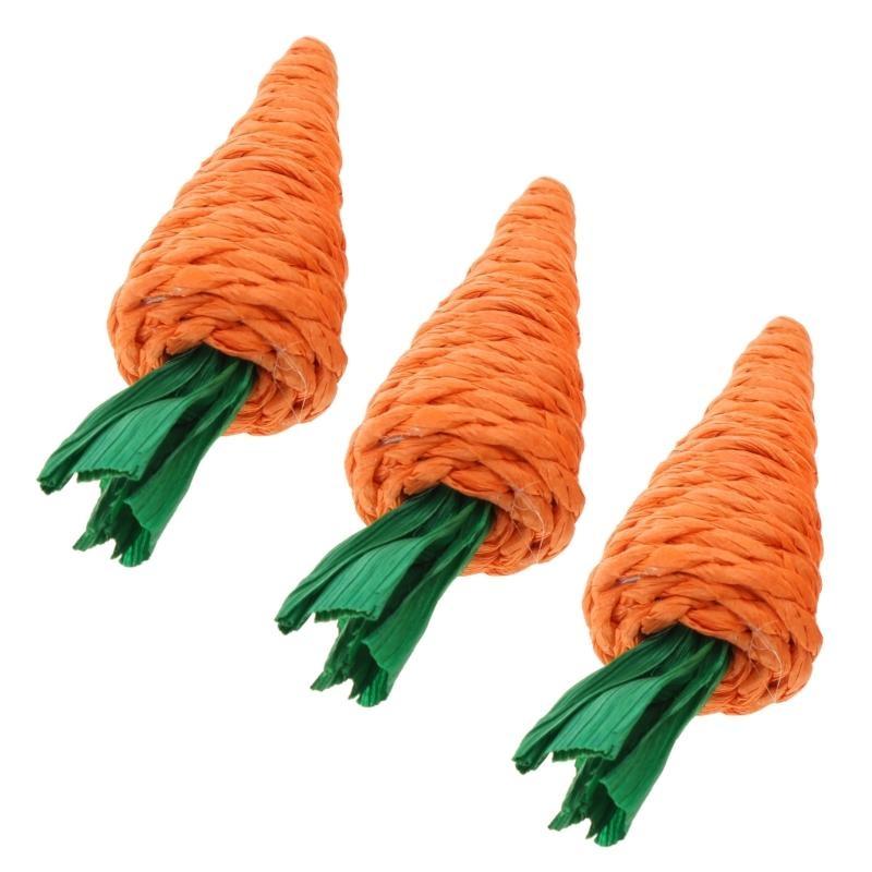 3x Carrot Hamster Chew Toy Rattan Cleaning Teeth Pet Cage Accessories for Hamster Chinchillas Rabbits Small Animal top sale