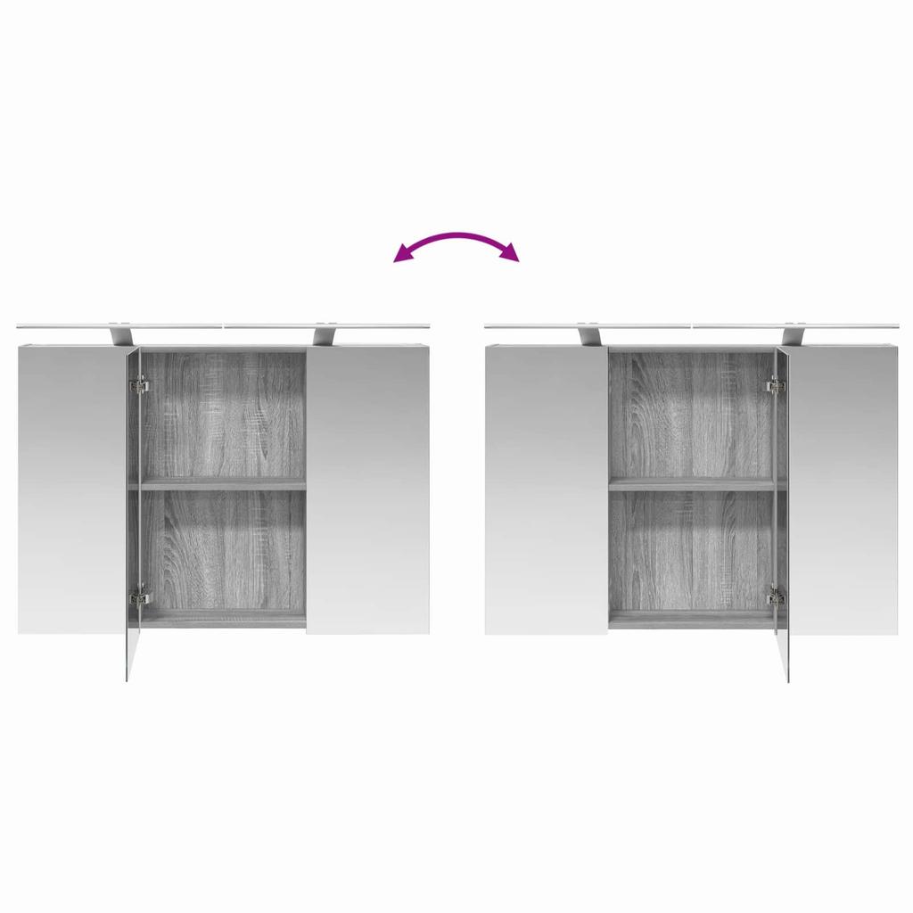 Bathroom Furniture Set 4 Pcs Grey Sonoma Engineered Wood and Glass