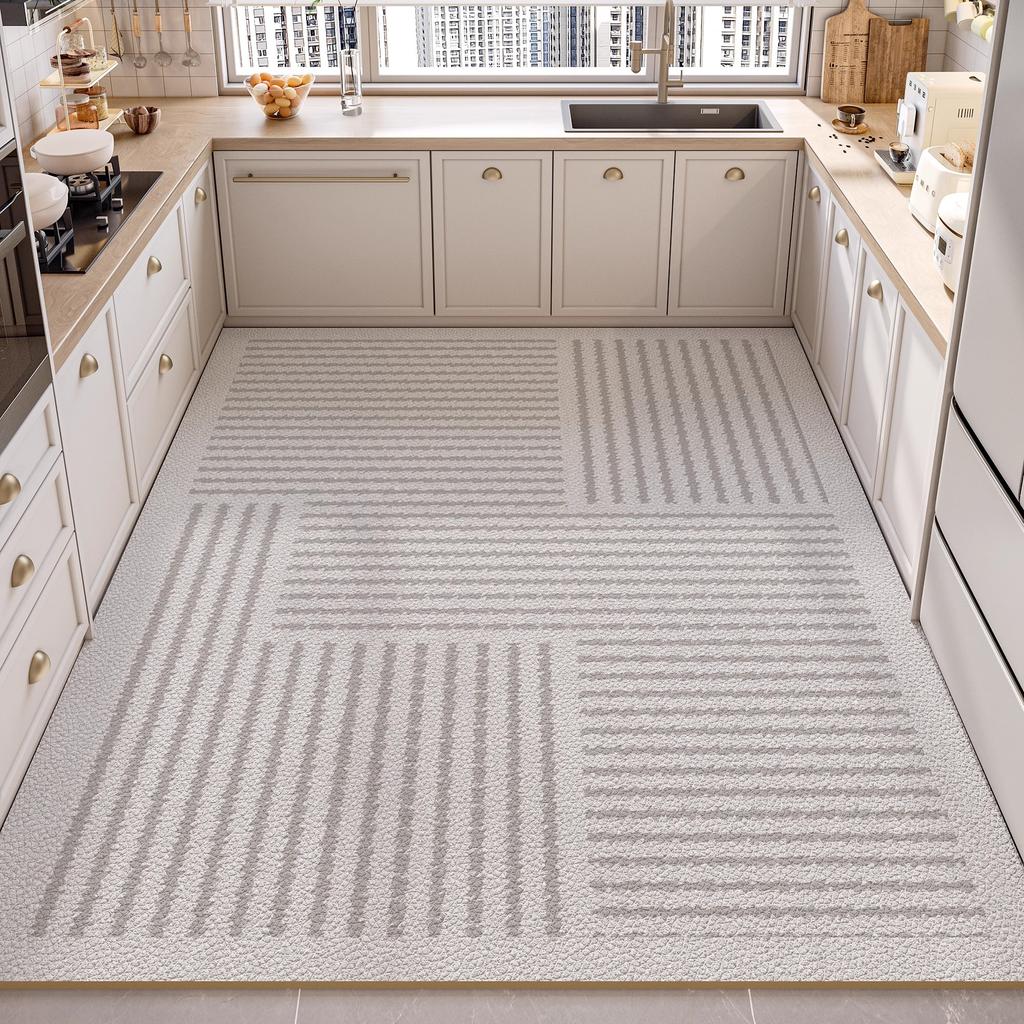Large PVC Kitchen Floor Mat Non Slip Oil Proof Easy Clean Leather Rug For Balcony