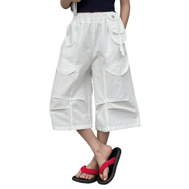Fuluomi Girls  Summer Wide-Leg Cropped Casual Pants 170