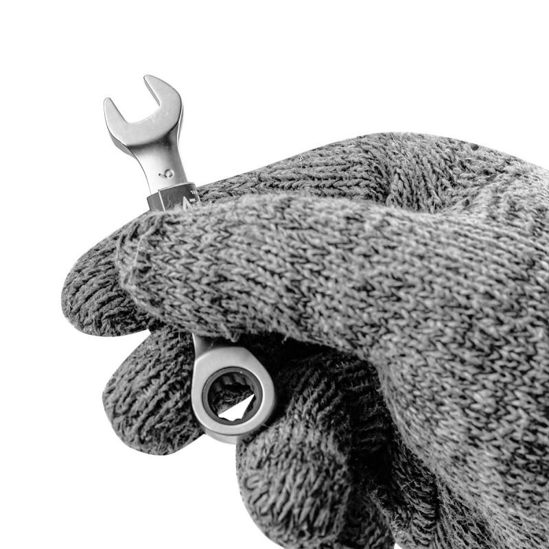 Short 9mm ratchet open-end wrench