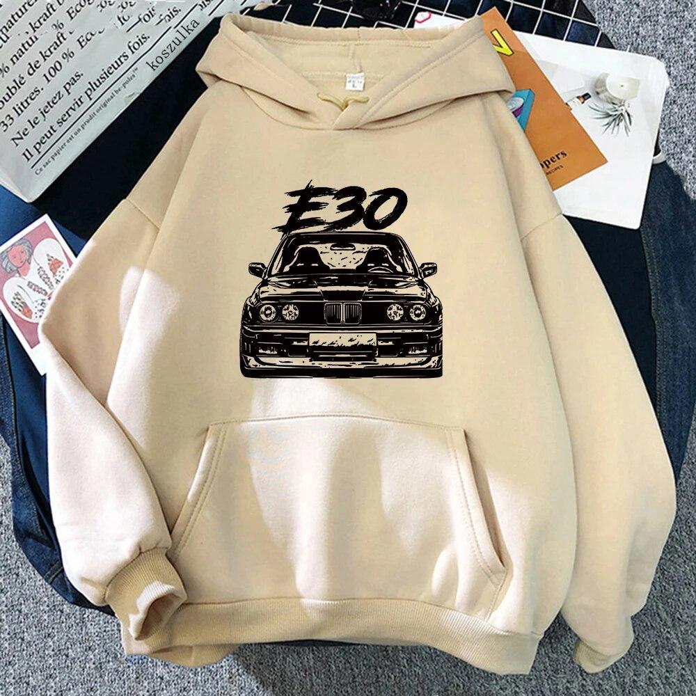 Herbst Winter E30 Auto Hoodies Fleece Dicke Warme Frauen Hip Hop Gedruckt Crewneck Taschen Cartoon Streetwear Sweatshirts