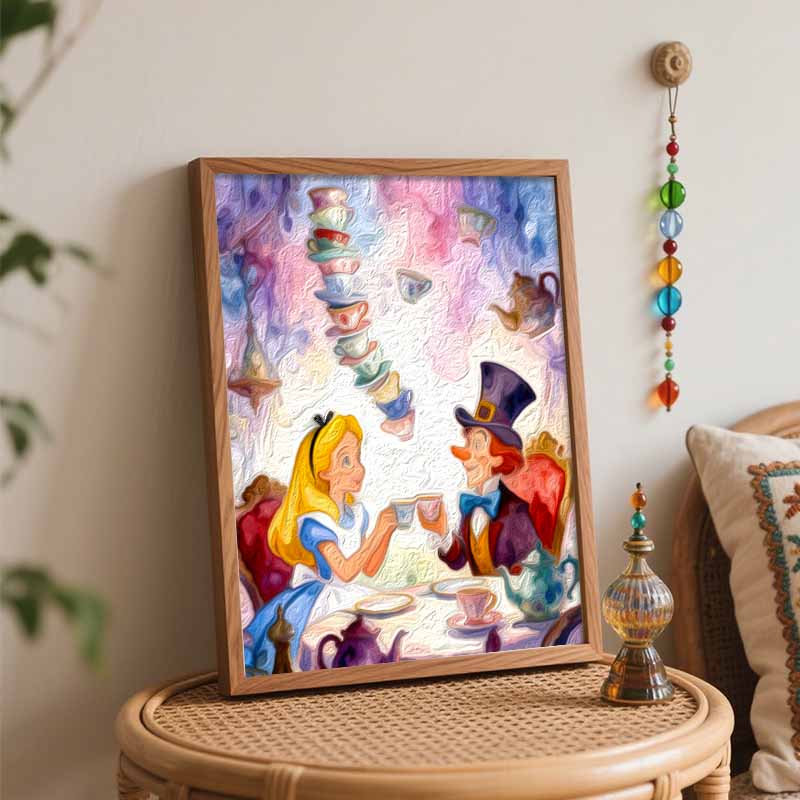 Disney Digital Oil Painting Diy Oil Painting Hand Painting Living Room Bedroom Decoration Painting Alice Tea Party Fantasy