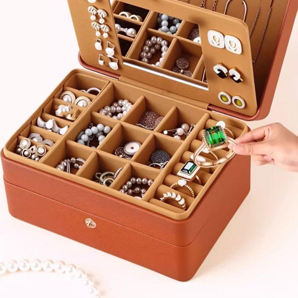 PU Jewelry Holder Multilayer Jewelry Storage Case Light Luxury Square Jewelry Box  Vacation