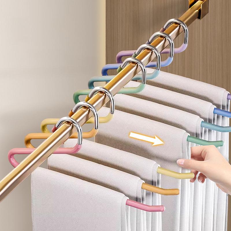 4 szt. Haczyk na spodnie typu gęś, plastikowy, do szafy, akademika, teleskopowy, typu Z, wielowarstwowy, do przechowywania