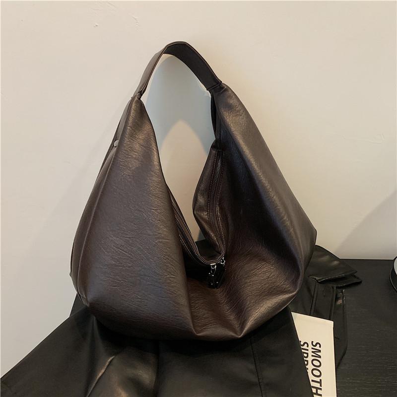 Big Black Shoulder Bags For Women Large Hobo Shopper Bag Solid Color Quality Soft Leather Crossbody Handbag Lady Travel Tote Bag