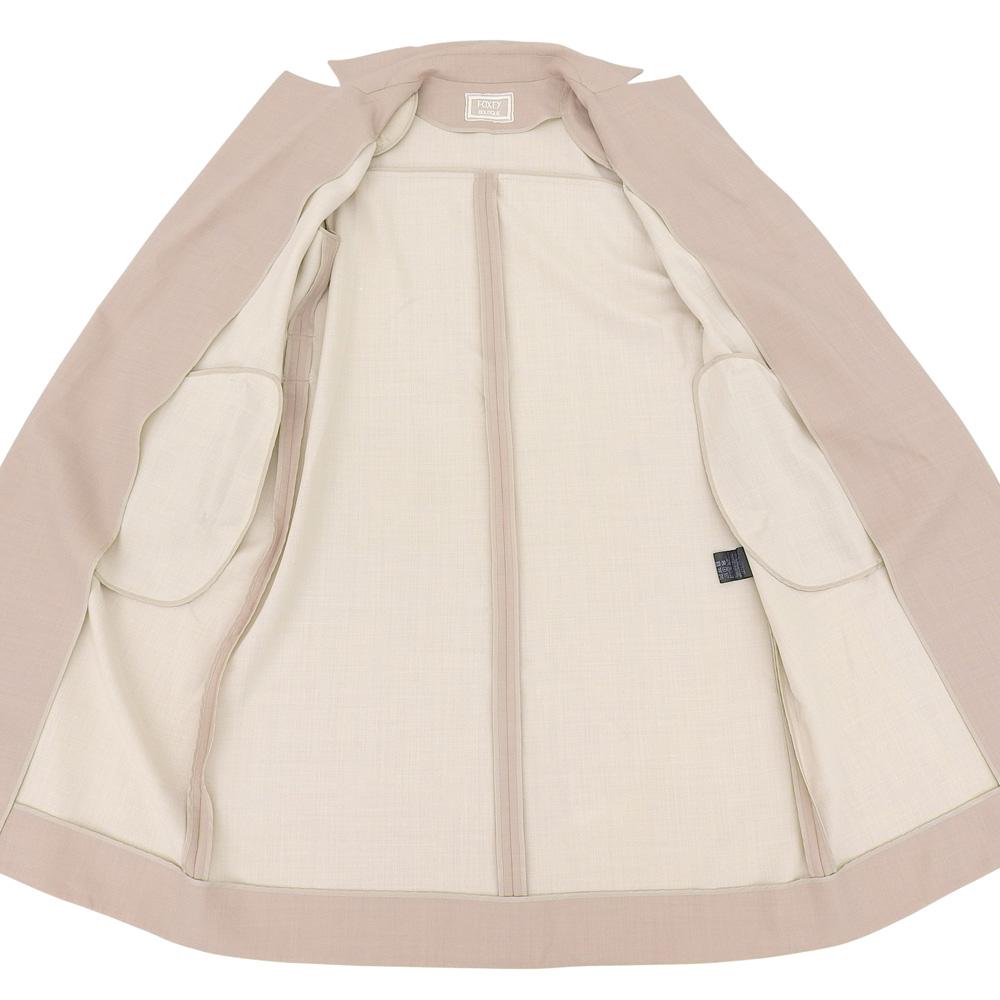 FOXEY BOUTIQUE Excellent Condition Belted Single-breasted Coat, Women's, Mocha and Ivory, Size 38, 37910 Coat 38 Mocha/IvoryUsed