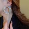 Exaggerated Circle Geometric Earrings - Sunflower Design  Minimalist Luxury  Niche Fashion Earrings
