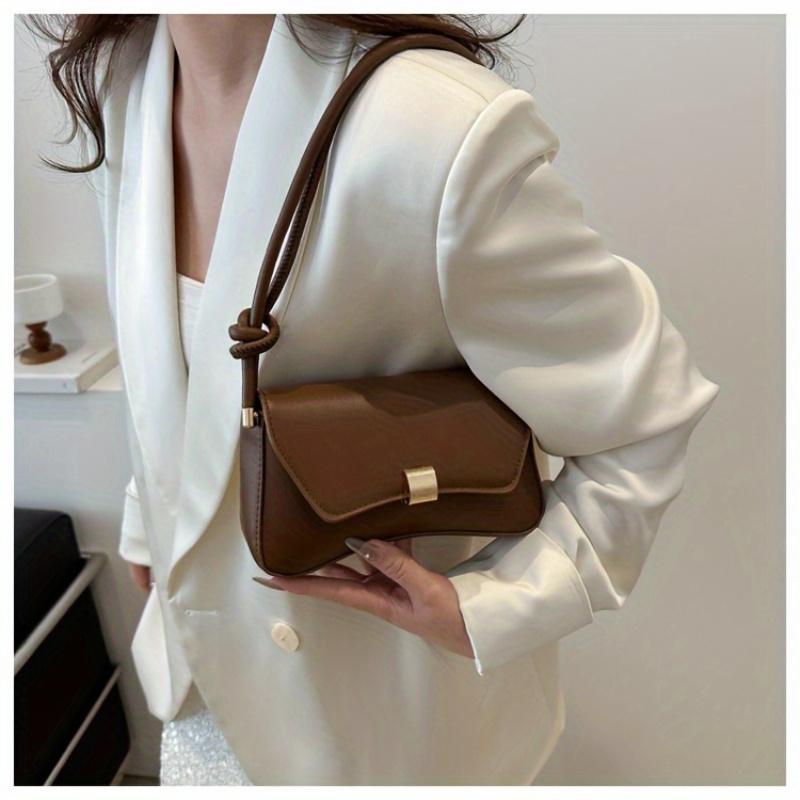 Stylish Retro Flip-Top Bag, Design Armpit Bag for Women Fashion Simple Handheld Stick Bag, Versatile Niche Shoulder Bag