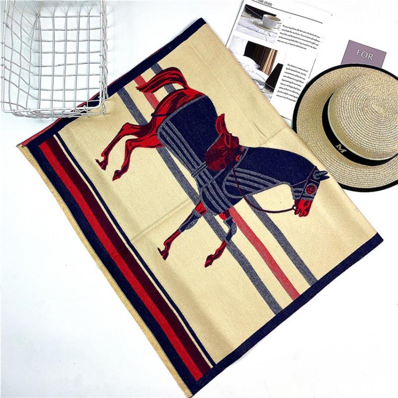 Autumn new imitation cashmere women's scarf, winter long jacquard horse double-sided warm and cold shawl