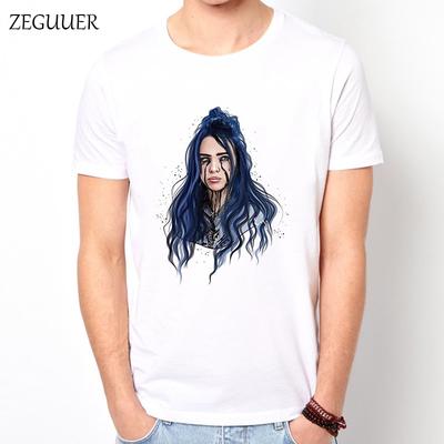 Mens 3D Short Sleeve Billie Copycat Eilish Tee T-Shirt White