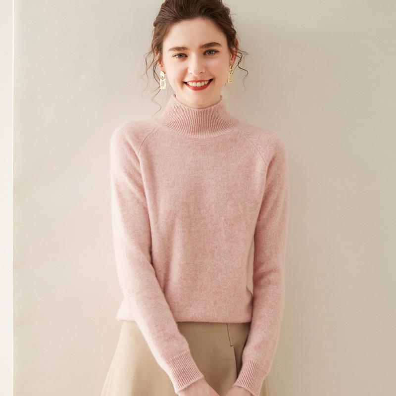 2024 Autumn/Winter Women's Plus Size Cashmere Sweater - Thick, Solid Color, Raglan Sleeve Knitwear Base Layer.