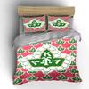 3Pcs AKA Ivy Pearl Diamond Bedding SetPink Green Sorority Logo Print Duvet Cover 2 Pillowcases Single Double King QueenGift