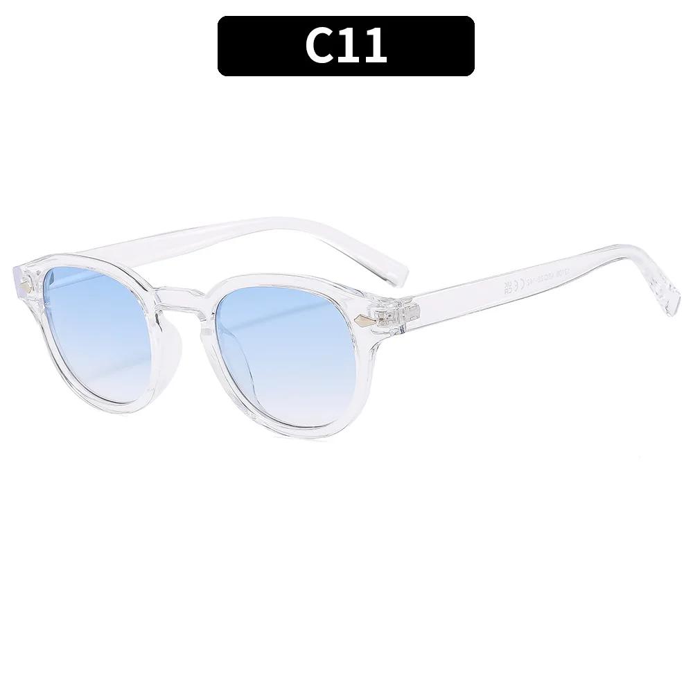 Vintage Tortoise Shell Round Sunglasses Women Men 2024 Brand Design Retro Rivet Yellow Blue Lens Square Sun Glasses Female UV400