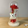 Mother's Day Gift Gold Foil Rose Immortal Flower Bear Glass Cover Ornament Valentine's Day Gift Night Light