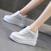 Women's shoes slope heel 2025 new muffin thick sole inner height increase women's shoes mesh white shoes casual sports shoes fashion