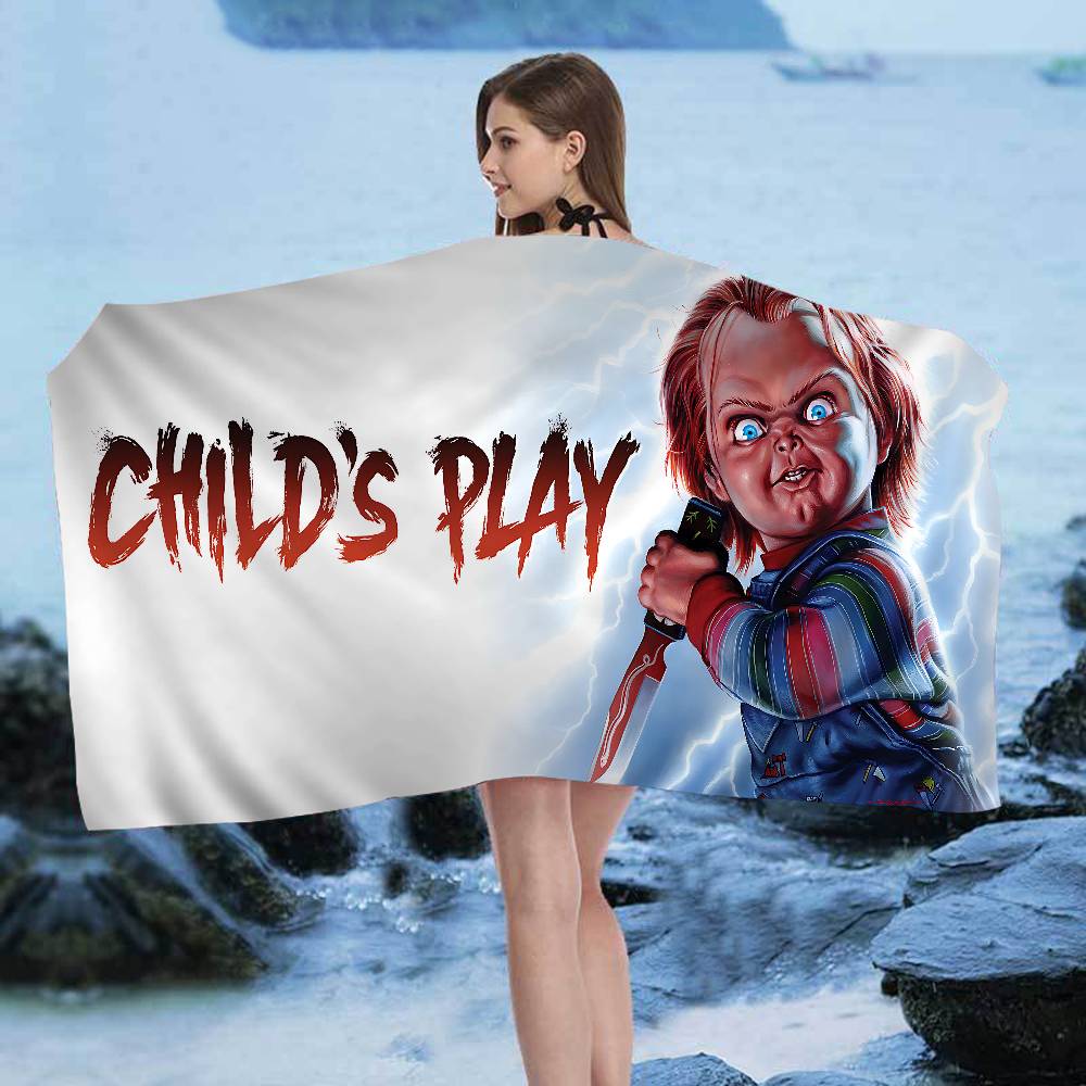 Horror Movie C-Child P-Play Beach Colorful Bath Towels for Girl Microfiber Quick Dry Sand Free Beach Yoga Spa Gym Pool