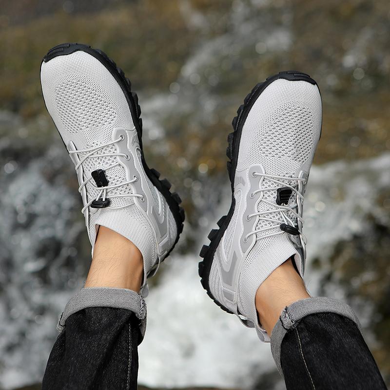 Atmungsaktive gestrickte Herren-Wanderschuhe High-Top Casual Sportschuhe Rutschfeste Outdoor-Trekking-Reise-Sneaker Große Größe 38-48
