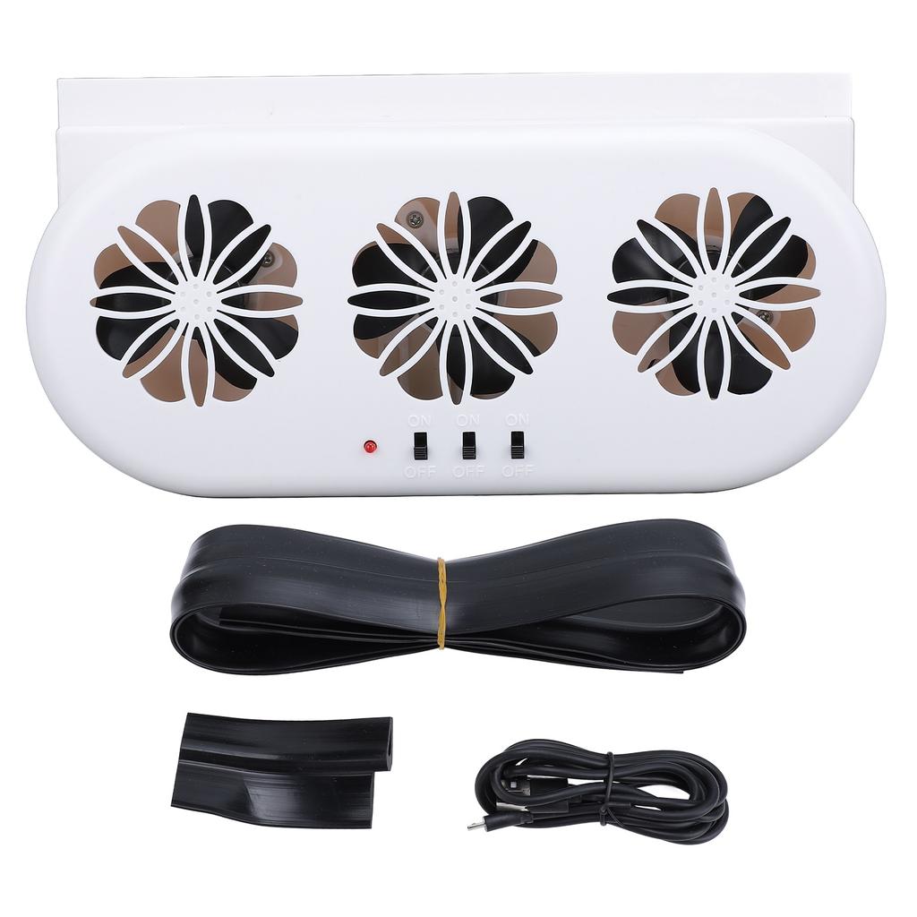 Car Air Vent Cooling Fan SUV Window Cooler 3 Outlet USB Plug in Circulation Exhaust Smoke