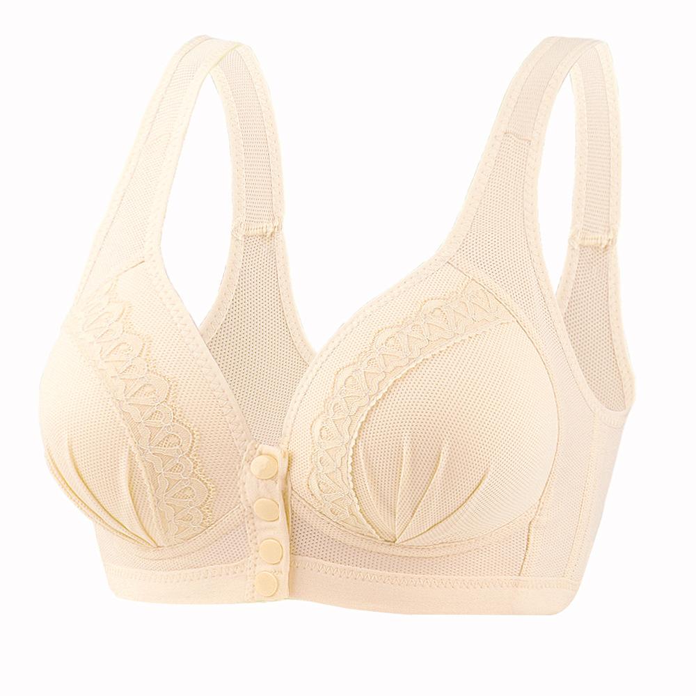 

модный бюстгальтер без стального кольца, тонкий передний бюстгальтер с открытыми пуговицами в стиле жилета для пожилых людей, нижнее белье большого размера для женщин 95BC