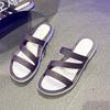 French Style Fashion Thick Sole Slide Sandals for Women Pu Leather Trendy Summer Beach Slippers Girls Strap Sandals Match Skirts