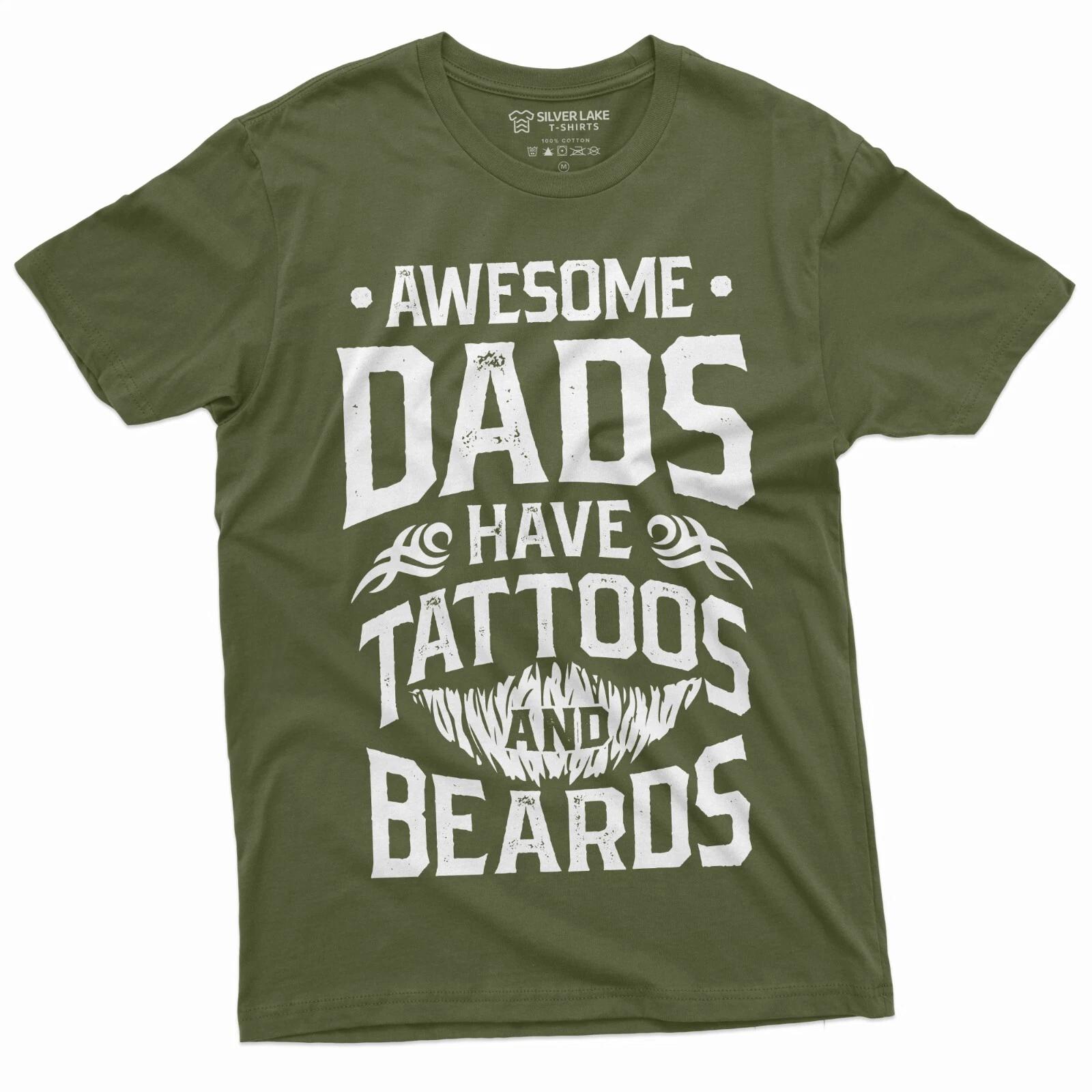 Mens Beard and Tattoo Birthday Gift Fathers Day Shirt Awesome Dad T-shirt Tees XXXXL